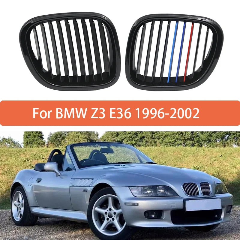 Pair Matte Black Front Hood Grille for BMW Z3 1996-2002