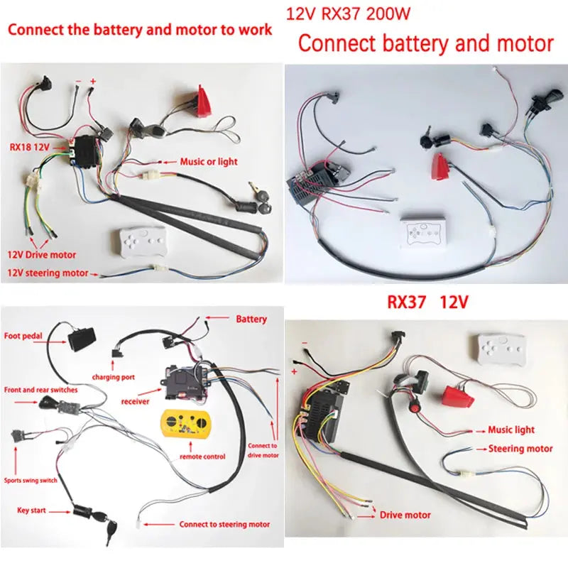 DIY 24V 200W wire harness for children's electric car with switch and remote control receiver Ride On Toys Accessories set by InterCyprus Trading Ltd