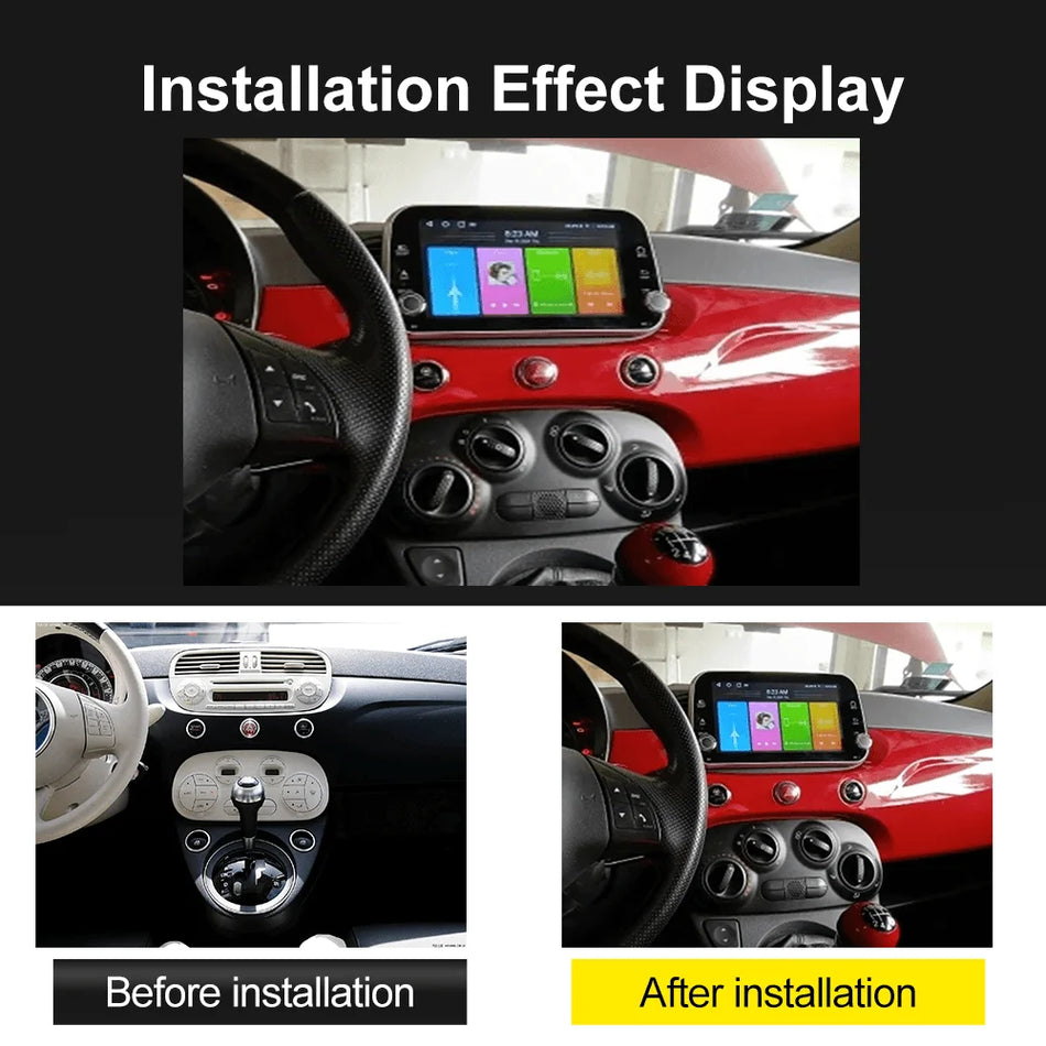 Schermo Android Auto Double Din per Fiat 500 Abarth 2007-2015 con GPS e telecamera posteriore