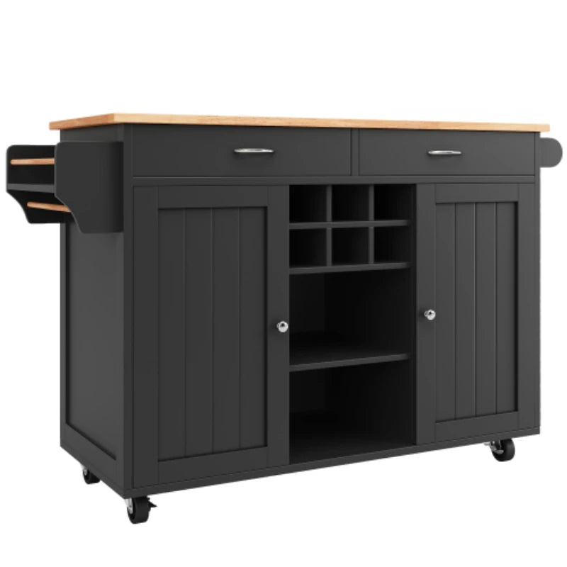 Modern Kitchen Island With Storage Cabinet And Dining Cart
