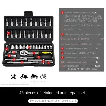 46-Piece Auto Repair Tool Set &ndash; Ratchet Wrench Kit 46 pcs upgrade