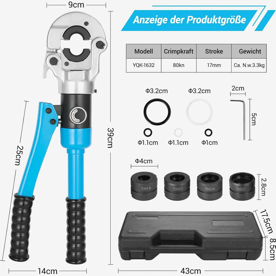 Hydraulisk Kramptång TH16 20 26 32mm Rotationshuvud 16T