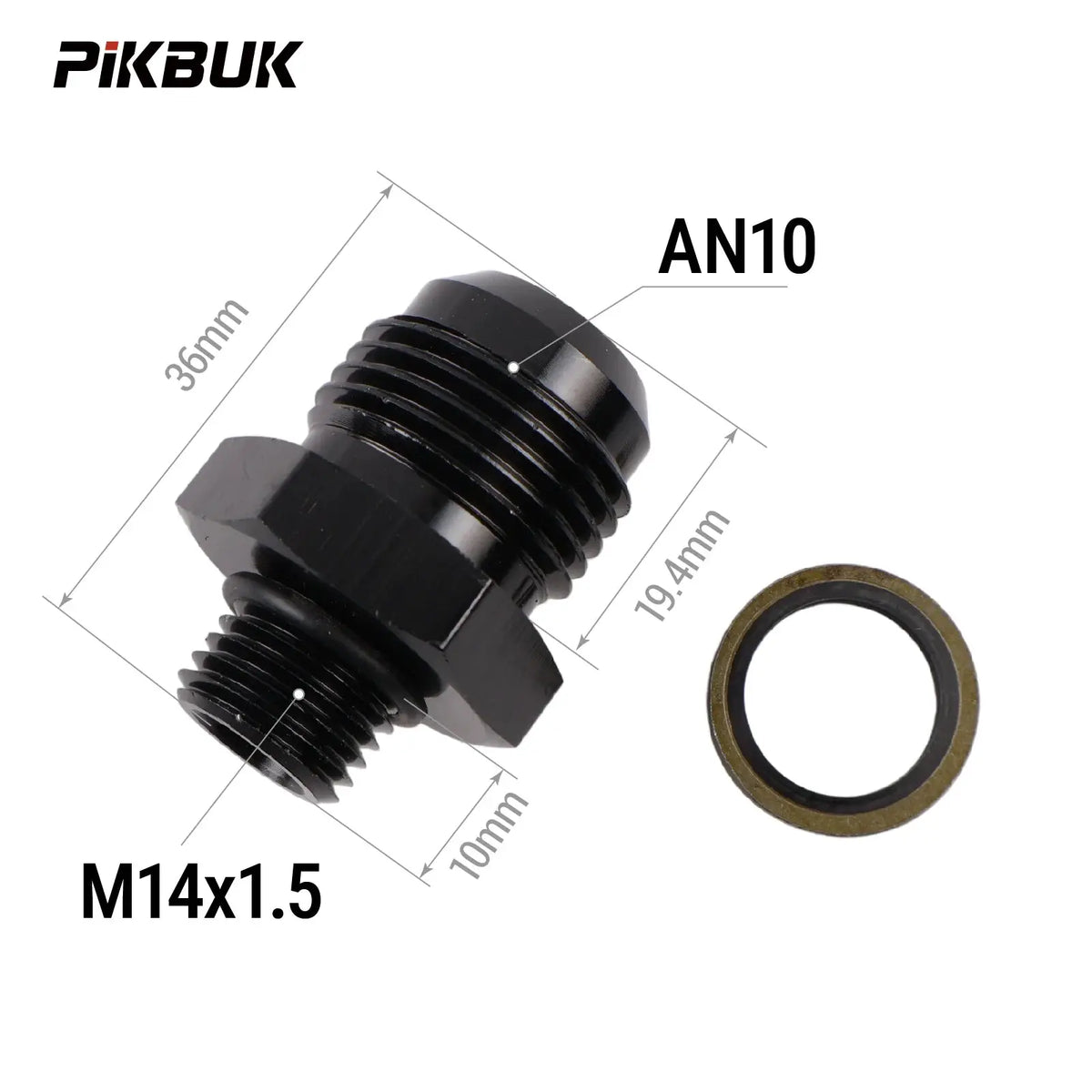 PIKBUK Aluminum AN10 to M12/14/16/18/20/22x1.5 Adapter Flare Fitting Auto Hose Fitting Male Oil Cooler Fitting by InterCyprus Trading Ltd