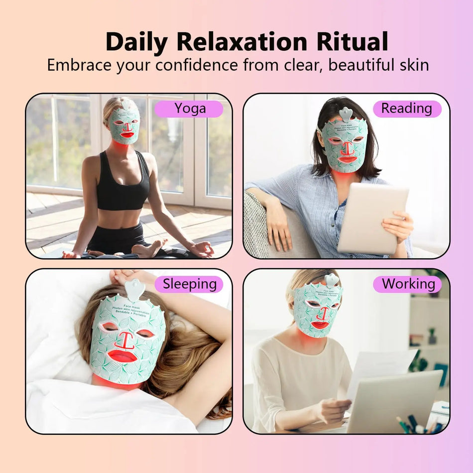 USB Rechargeable LED Silicone Facial Mask for Red Light Therapy 7 Colors