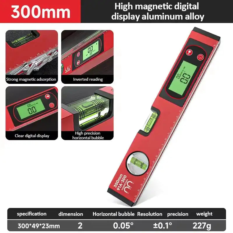 30 40 50 Cm Digital Level Ruler Magnetic Angle Meter Red 30cm
