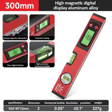 30 40 50 Cm Digital Level Ruler Magnetic Angle Meter Red 30cm
