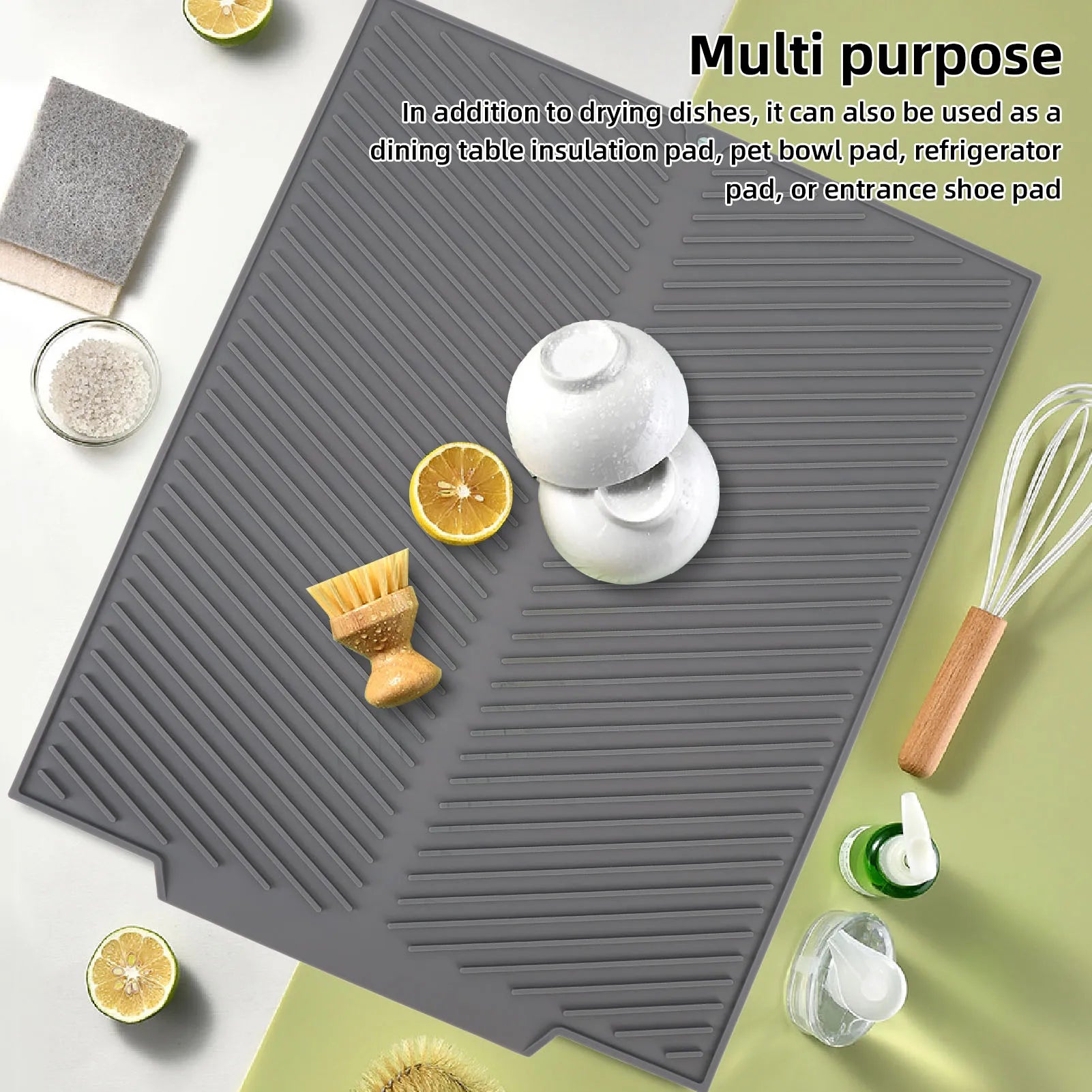 Silicone Dish Drying Mat &ndash; Heat Resistant Non Slip Surface