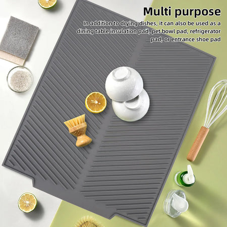Silicone Dish Drying Mat &ndash; Heat Resistant Non Slip Surface