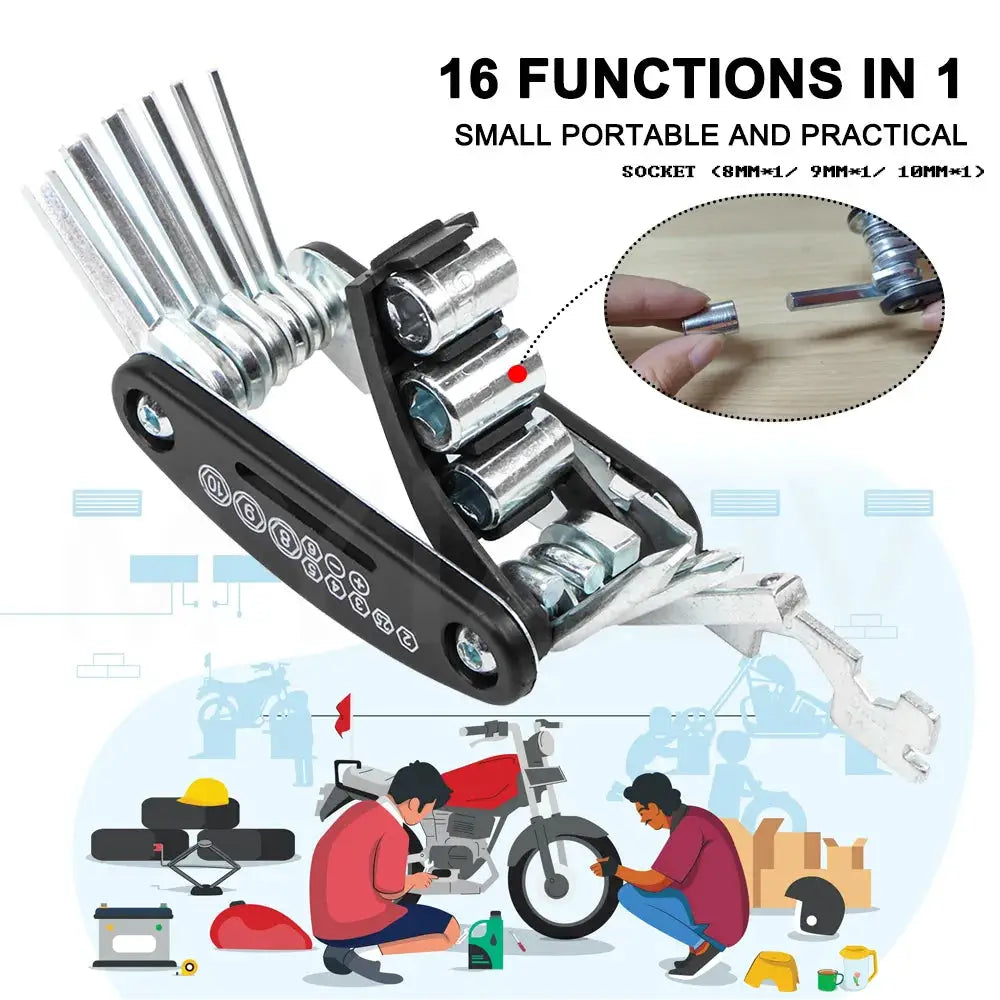 16 in 1 Multi Functional Portable Screw Tool Set Motorcycle for Bike Bicycle Maintenance Hexagon Wrench Set For BMW For YAMAHA by InterCyprus Trading Ltd