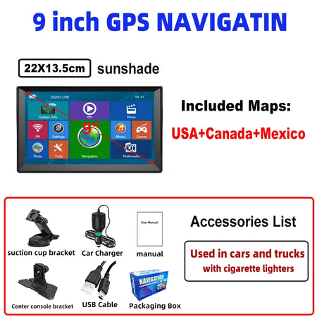 WEEKJOOY 9 Inch GPS Navigation &ndash; Free Update for Europe and North America USA Canada / CN / 9 inch GPS