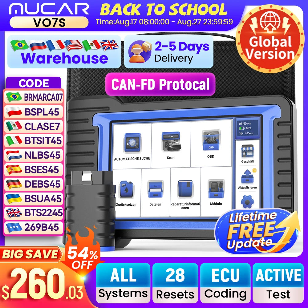 MUCAR VO7 VO7 S CANFD Auto Scan &ndash; BiDirectional OBD2 Scan