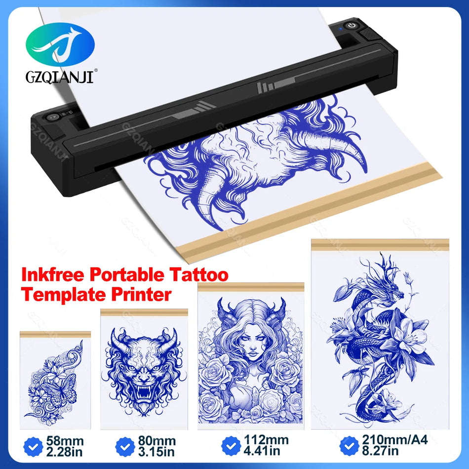 A4 Drahtloser Tattoo-Schablonendrucker Thermotransfer Tragbar für Telefon und PC