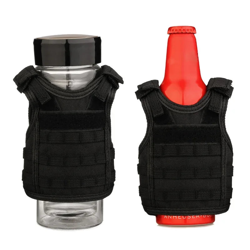 Colete Tático para Cerveja Mini com Capa de Garrafa MOLLE de Algodão Ajustável