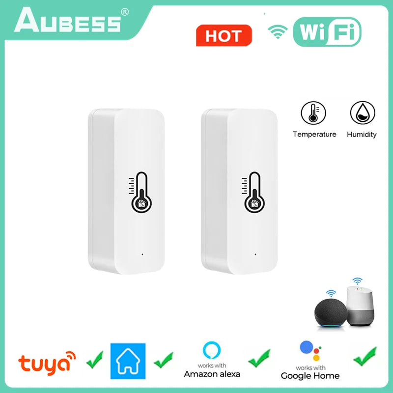 Tuya Wifi Temperature Humidity Sensor With Buzzer Alarm Smart Life APP Monitor Works With Alexa Google Home Smart Home Assistant