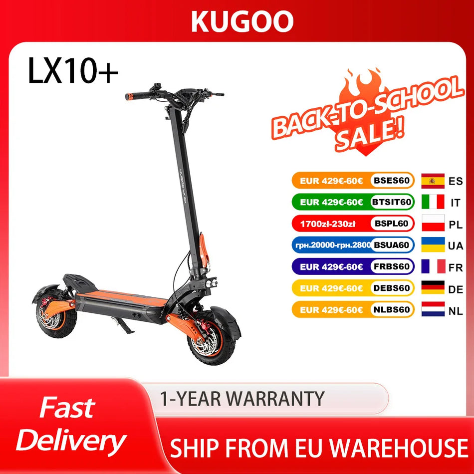 Kugoo LX10 Plus Διπλός Κινητήρας 60V 2800W Ηλεκτρικό Πατίνι Όλων των Εδαφών 56 Μίλια Αυτονομία 20.8Ah IPX4 Αναδιπλούμενο