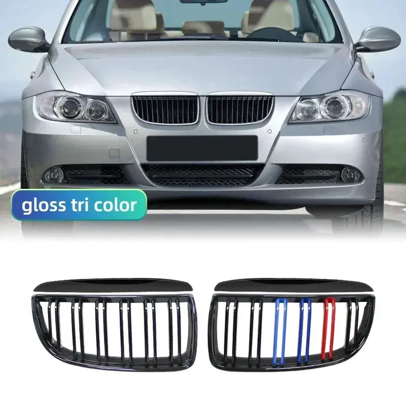 Pair Front Double Slat Sport Kidney Grille Grill For BMW E90 E91 4 Door 2005-2008 by InterCyprus Trading Ltd