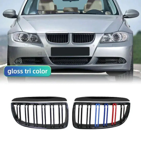 Pair Front Double Slat Sport Kidney Grille Grill For BMW E90 E91 4 Door 2005-2008 by InterCyprus Trading Ltd