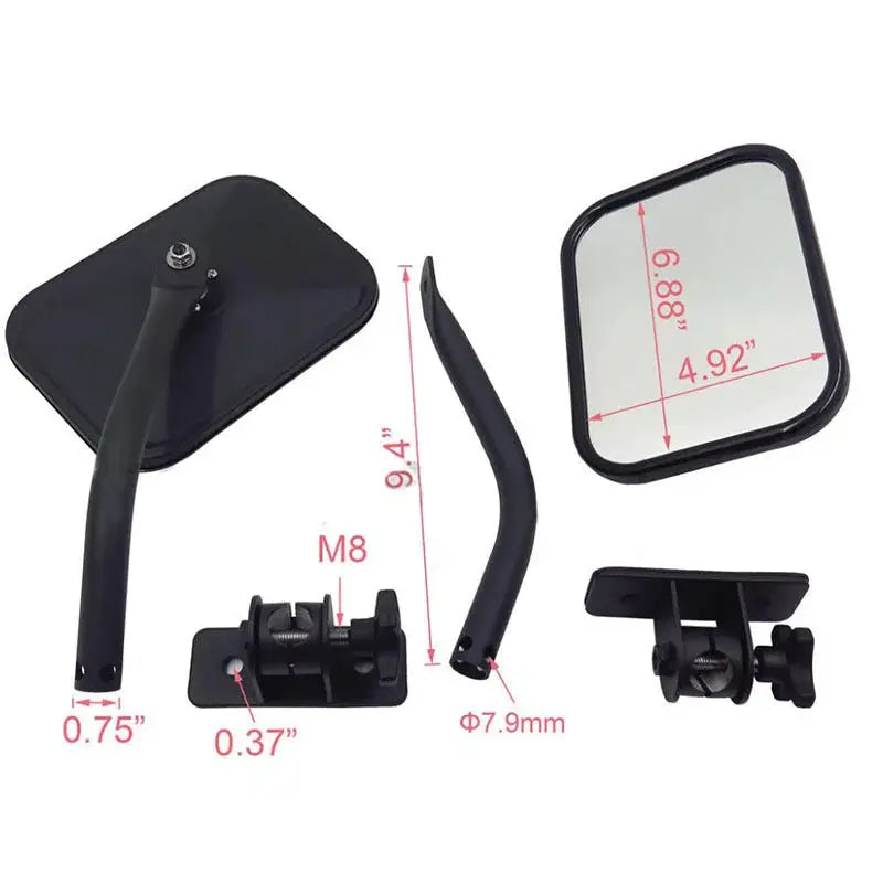 Rectangular Side Mirrors Black for Jeep Wrangler TJ JK JKU by InterCyprus Trading Ltd