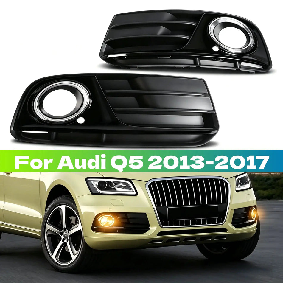 Honeycomb Mesh Fog Light Grille Covers For Audi Q5 2013-2017, ABS Bumper Set by InterCyprus Trading Ltd