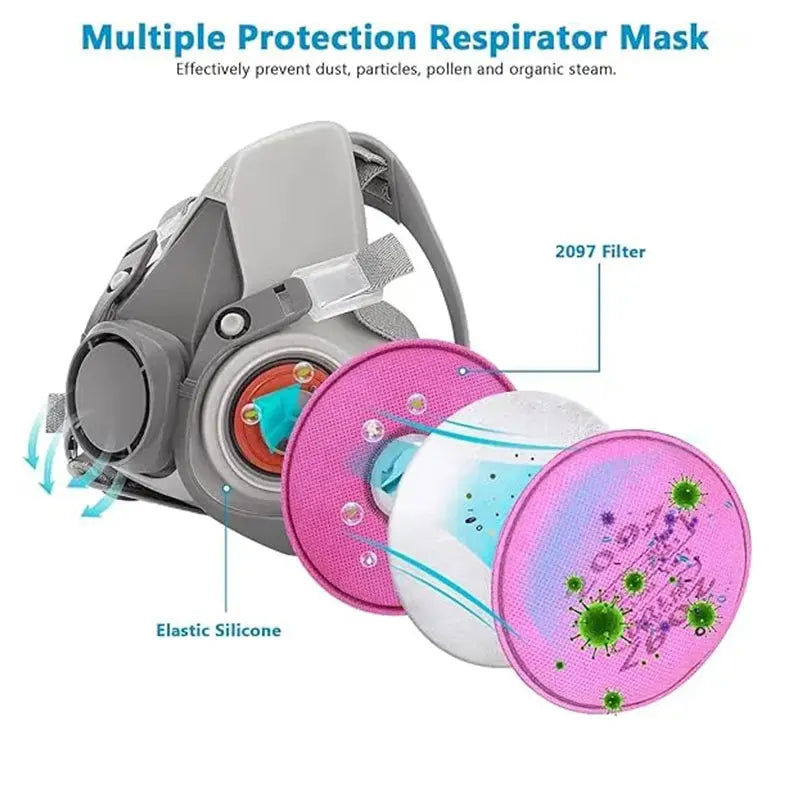 6200 Dust Gas Respirator Half Face Mask - With 2097 Filter