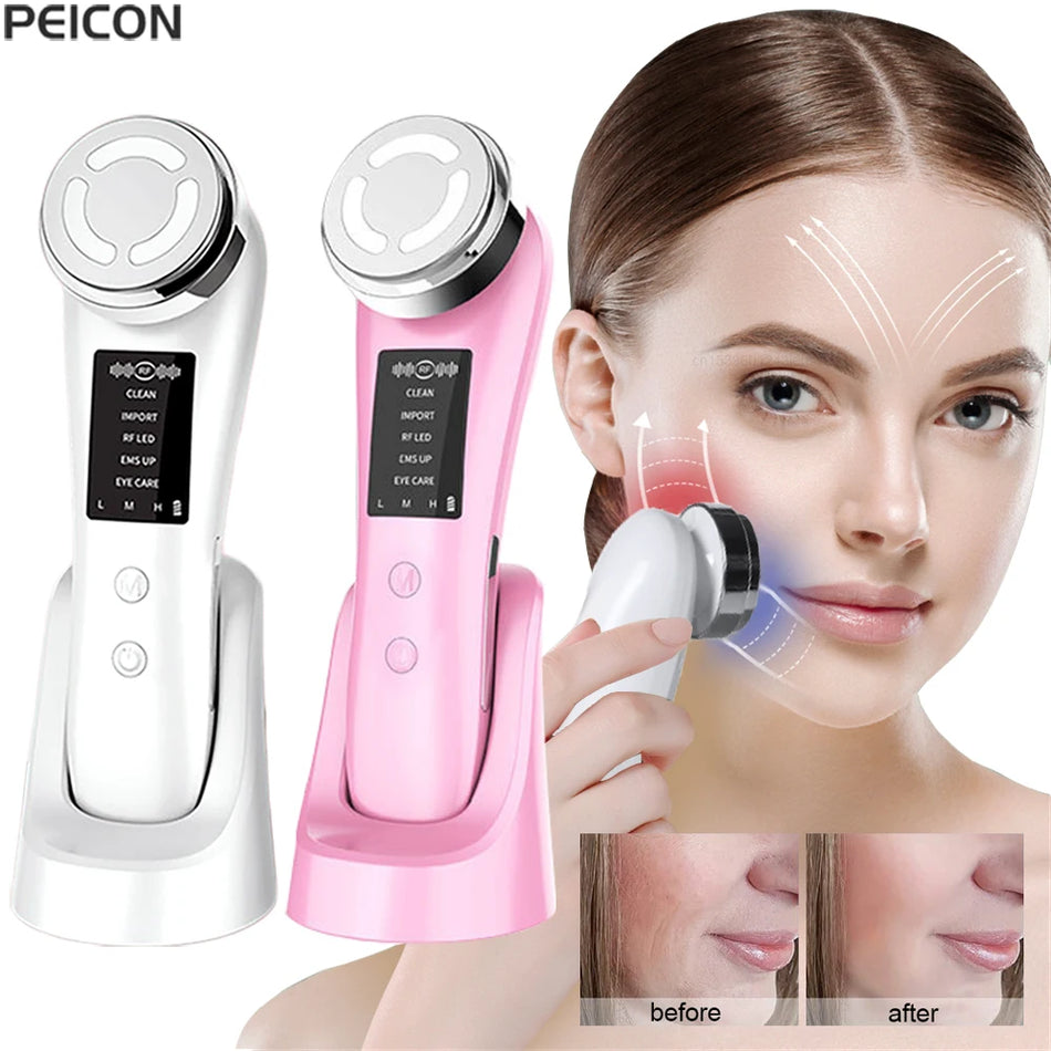EMS Facial Massager With Microcurrents And LED Light Therapy For Skin Tightening