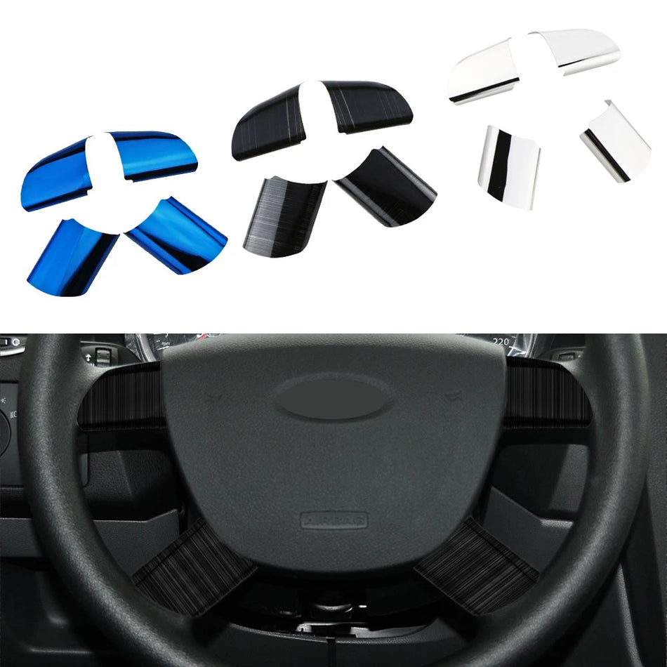 Sada samolepek na ozdobu volantu pro Ford Focus 2 MK2 2005-2011 chromový povrch 4 kusy