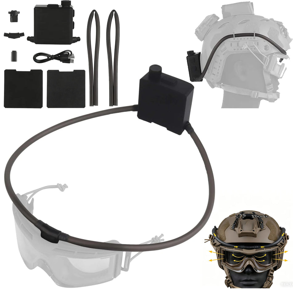 Occhiali tattici antiappannamento con kit ventilatore per airsoft, motocross, sci