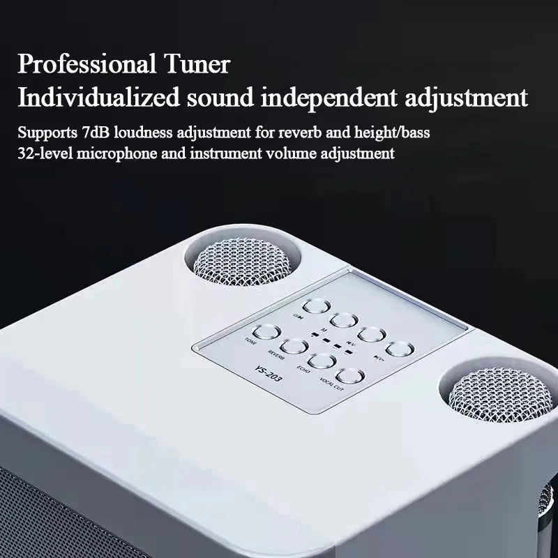 YS-203 Dual Microphone Karaoke Machine - Dual Wireless Mics
