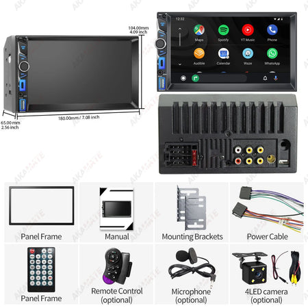 CA7080OSD 7 Inch 2DIN Car Radio - CarPlay Android Bluetooth