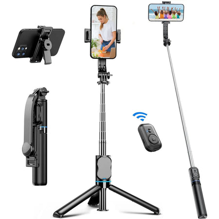 KAMISAFE Wireless Selfie Stick Tripod with Bluetooth Remote - 42&quot; Extendable for Smartphones black