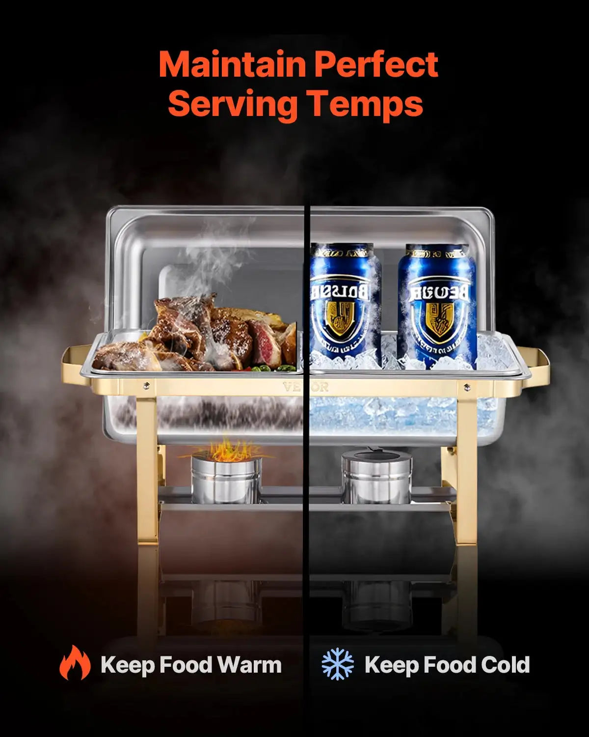 8 Qt Chafing Dish Set 2 Full Size 4 Half Pans