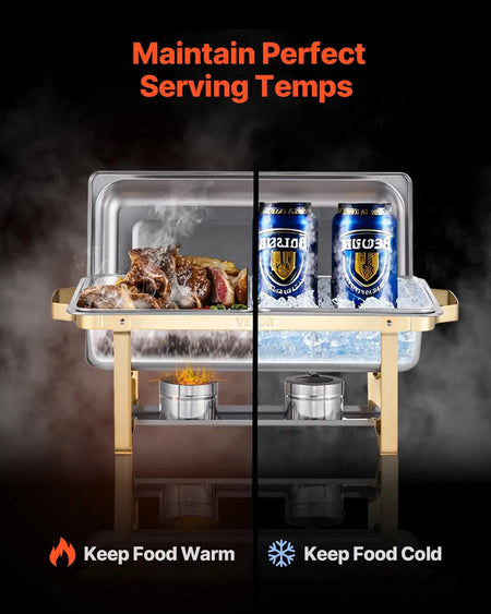 8 Qt Chafing Dish Set 2 Full Size 4 Half Pans