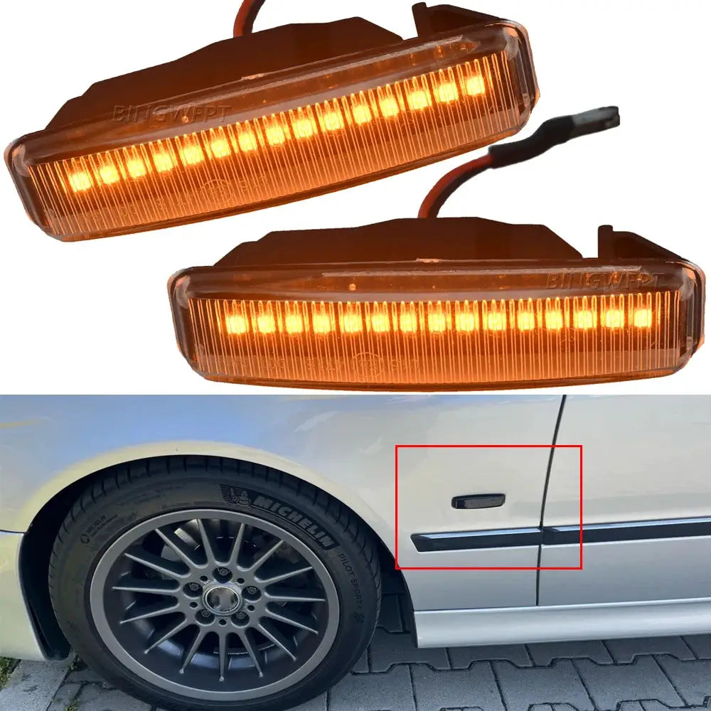 2PCS High Quality Dynamic Flowing LED Side Marker Turn Signal Light Sequential Lamp For BMW 5 Series E39 1995-2003 M5 by InterCyprus Trading Ltd