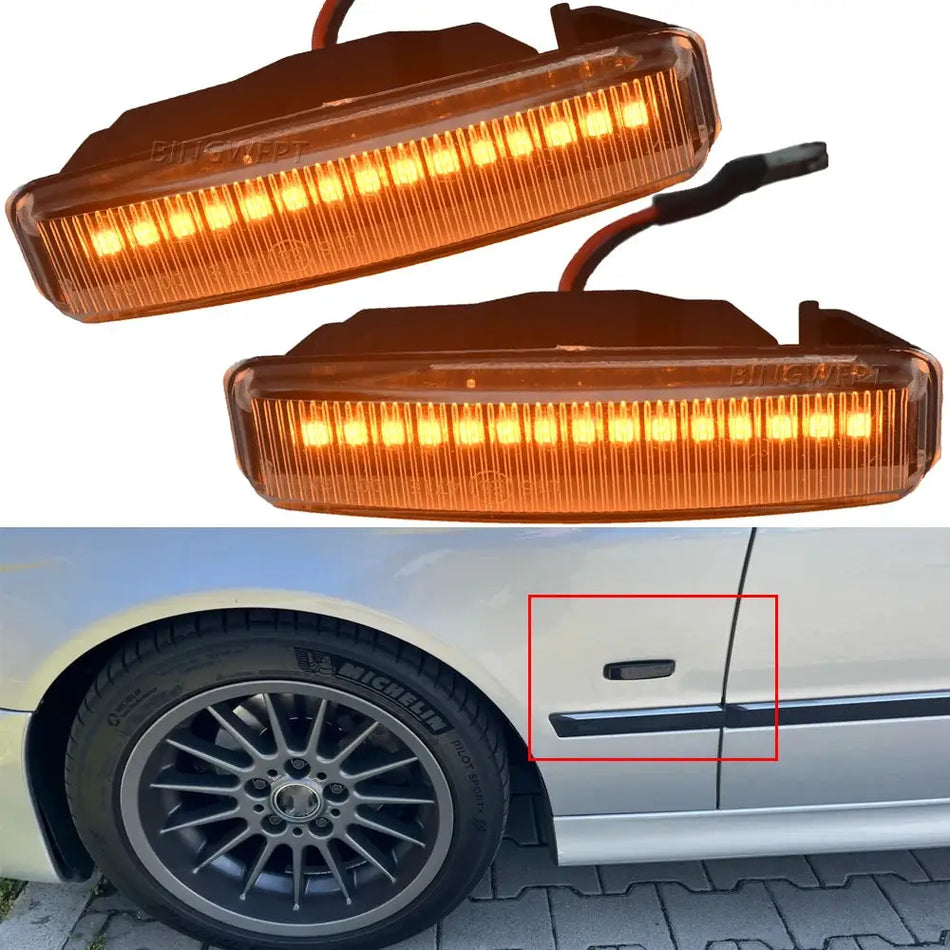2PCS High Quality Dynamic Flowing LED Side Marker Turn Signal Light Sequential Lamp For BMW 5 Series E39 1995-2003 M5 by InterCyprus Trading Ltd