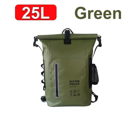 500D PVC Outdoor Waterproof Backpack 25L &ndash; Hiking Drybag Green