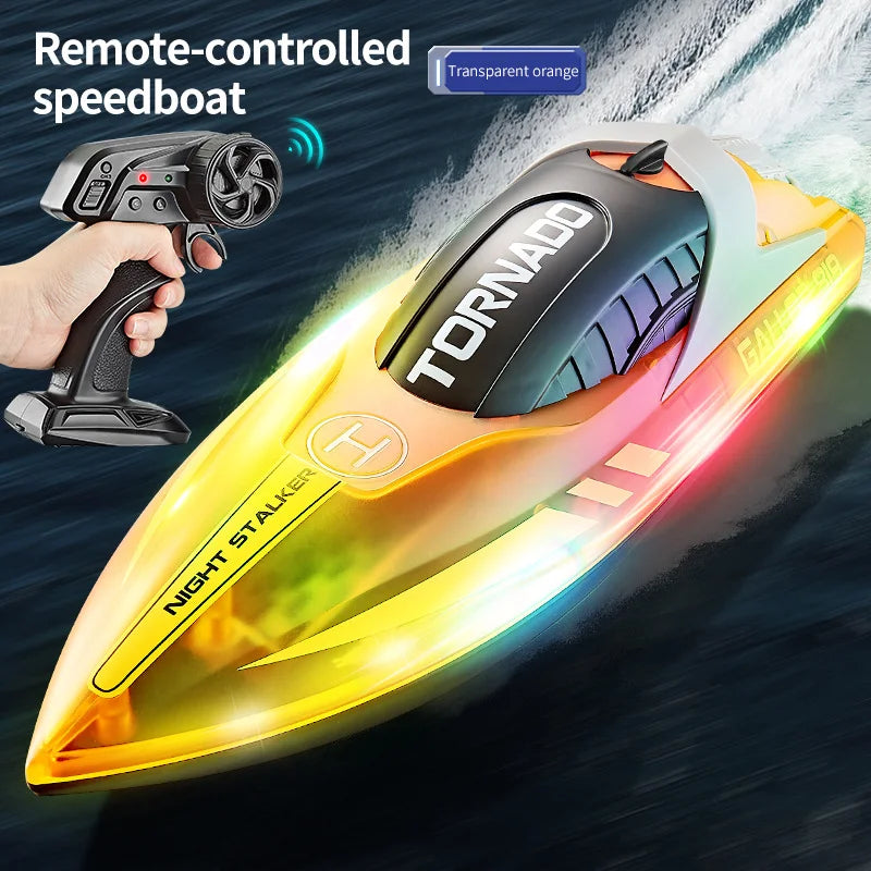 HJ819 High-Speed 2.4G Remote Control LED Speedboat for Kids Orange