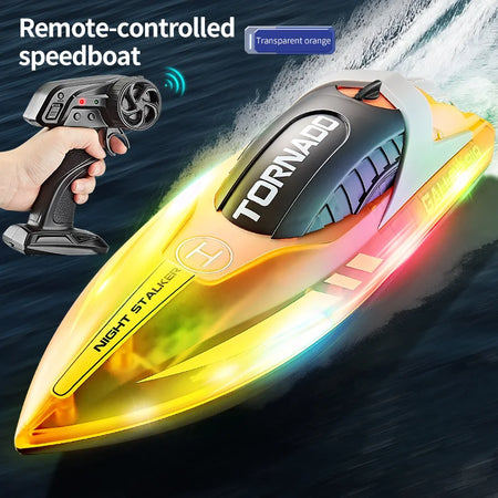 HJ819 High-Speed 2.4G Remote Control LED Speedboat for Kids Orange