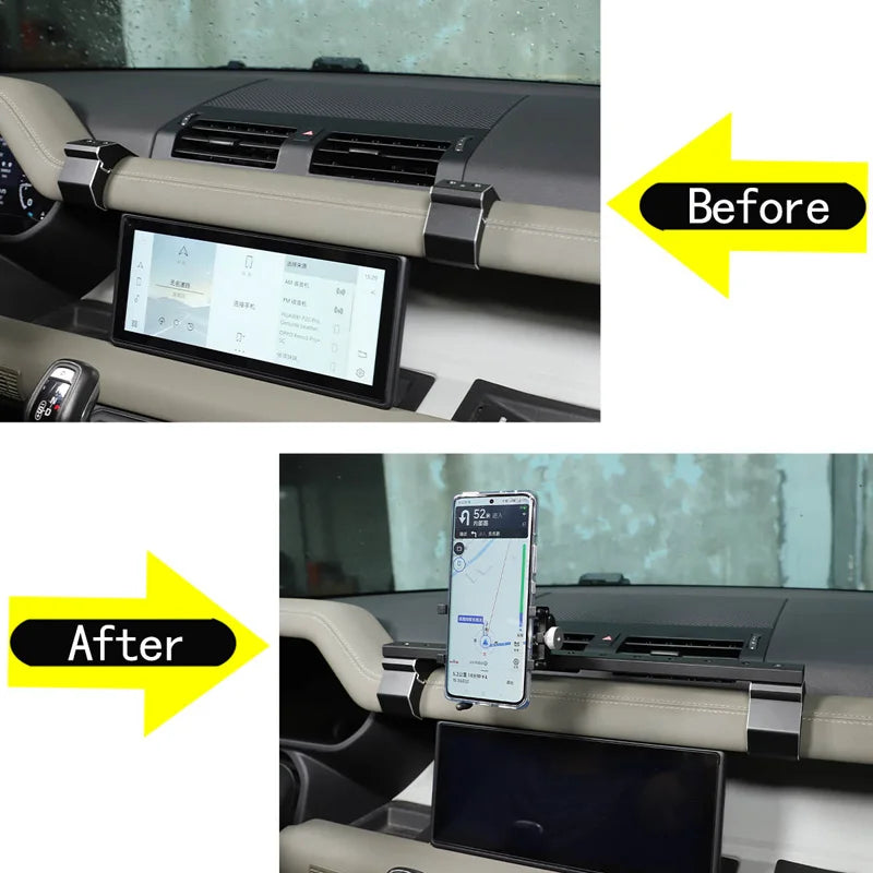 Supporto centrale per telefono in alluminio per Defender 90 110 2020 2024