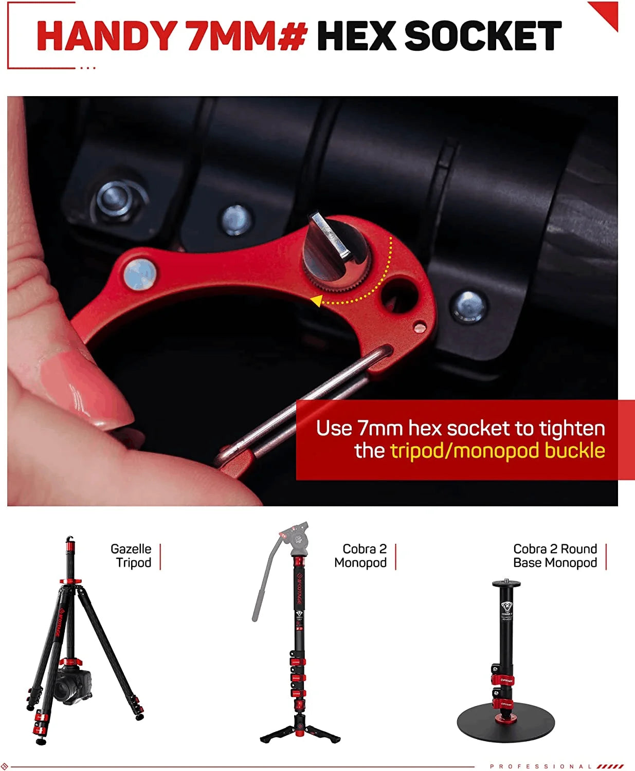 IFOOTAGE Tool Hook Red &ndash; Multifunctional 3-in-1 Camera Tool