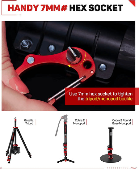IFOOTAGE Tool Hook Red &ndash; Multifunctional 3-in-1 Camera Tool