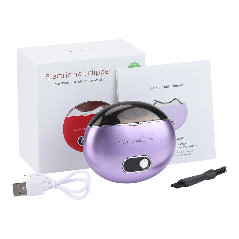 Electric Nail Clipper Cutter With Led Light 2in1 &ndash; Low Noise Type E-Purple