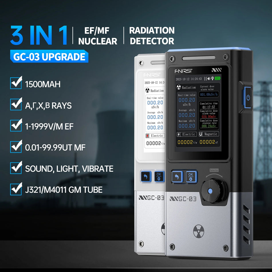 FNIRSI GC-03 3-in-1 Environment Detector &ndash; Multi-Function Safety and Radiation Tester