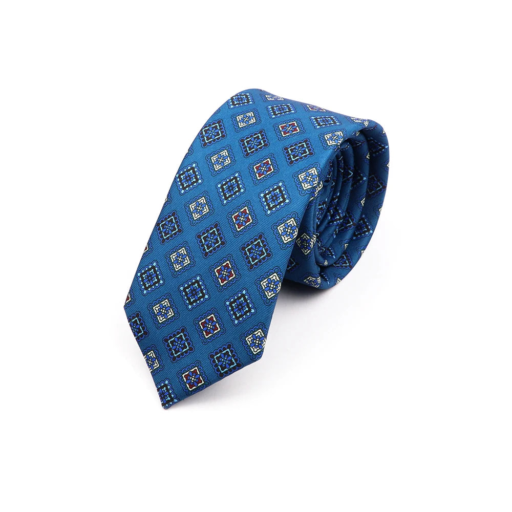 Vintage Paisley Men's Tie - Blue Red Necktie for Business &amp; Weddings