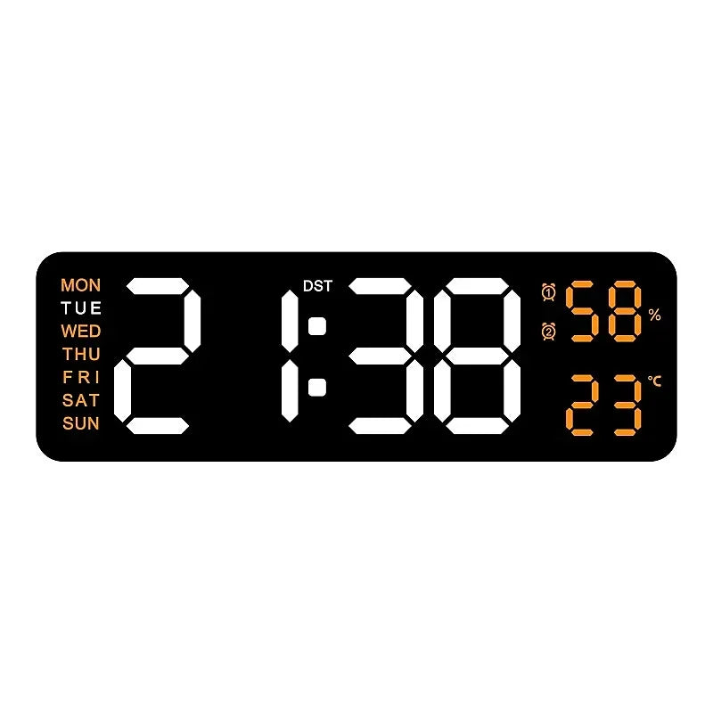 WOKLOK 9 Inch Large Digital Wall Clock &ndash; USB Powered with Temperature and Humidity Display ABO / 9 inch