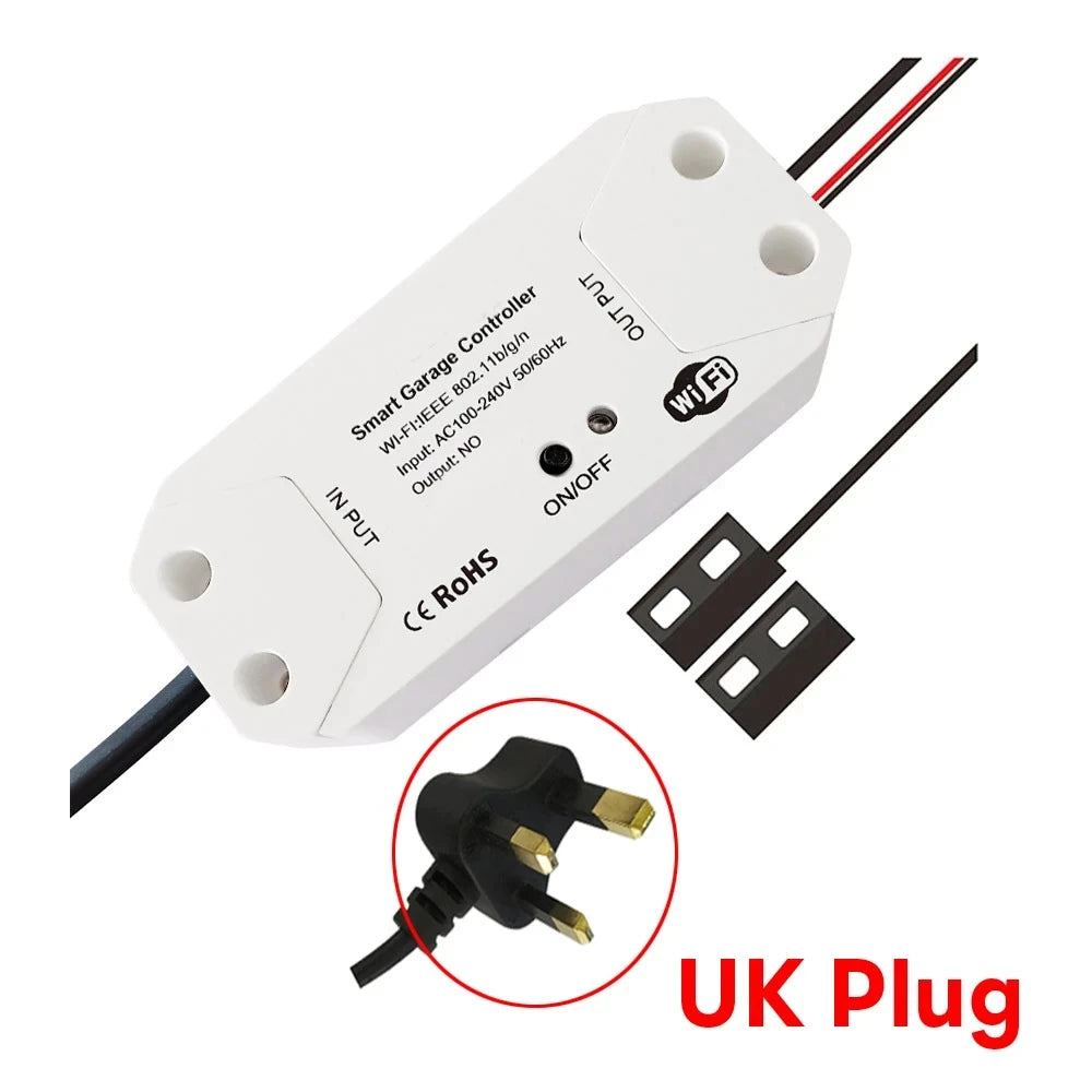 Tuya WIFI Smart Garage Door Controller - Alexa &amp; Google Compatible WHITE-UK PLUG / CHINA