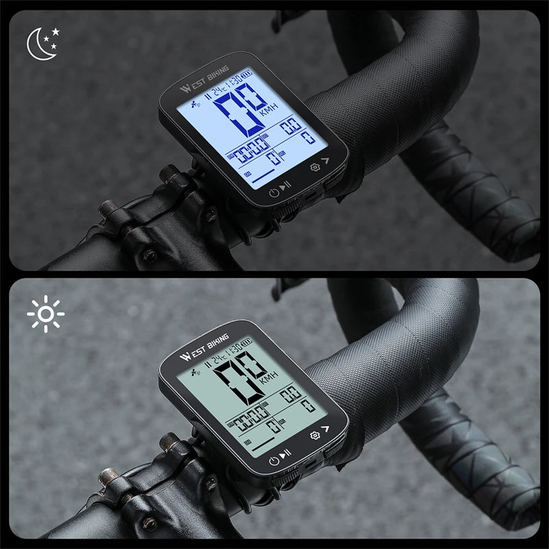 WEST BIKING GPS Fahrradgeschwindigkeitsmesser, kabelloser Fahrradcomputer, MTB Fahrrad-Zubehör, Typ-C-Ladegerät, wasserdichtes Fahrrad-Odometer – InterCyprus Trading Ltd