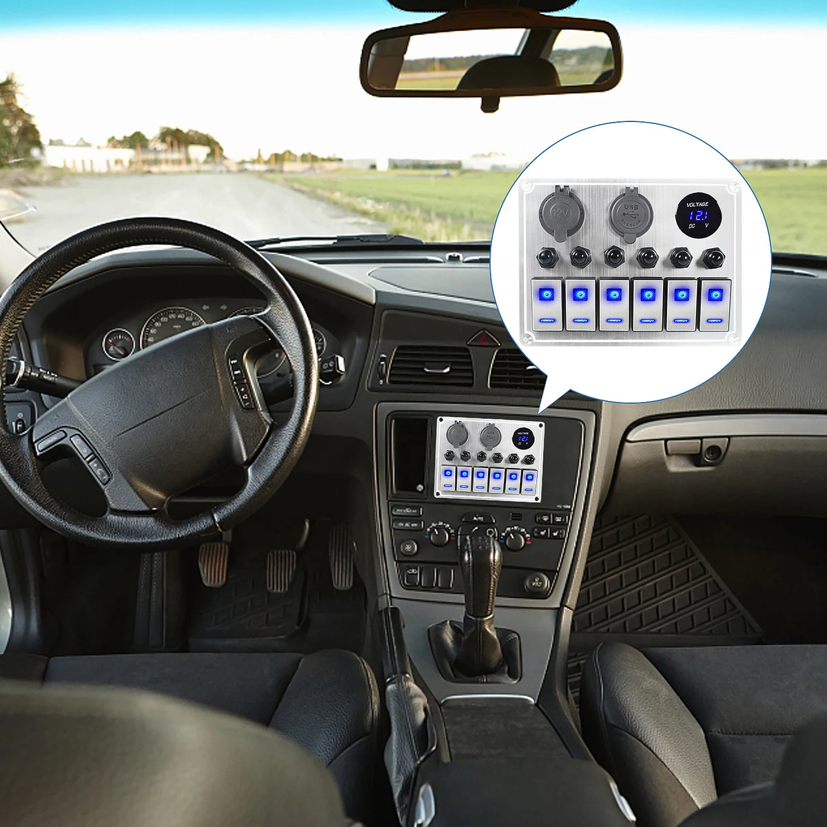 Premium 4/6 Gang Waterproof Switch Panel with Digital Voltmeter and Dual USB Ports