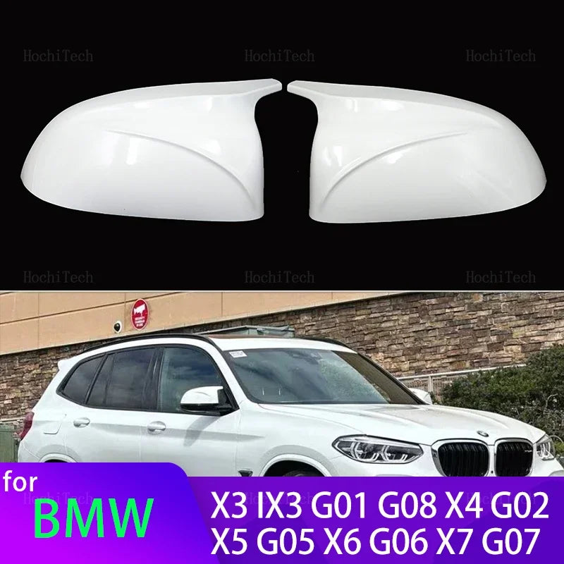 BMW X3 X4 X5 G01 G02 için Beyaz Karbon Fiber Dikiz Aynası Kapağı