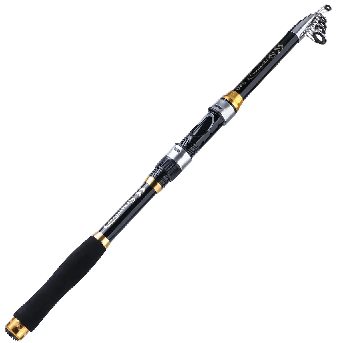 Sougayilang Telescopic Fishing Rod - 4 Colors, Glass Fiber, EVA Handle, 1.8m-2.7m black / 2.7 m