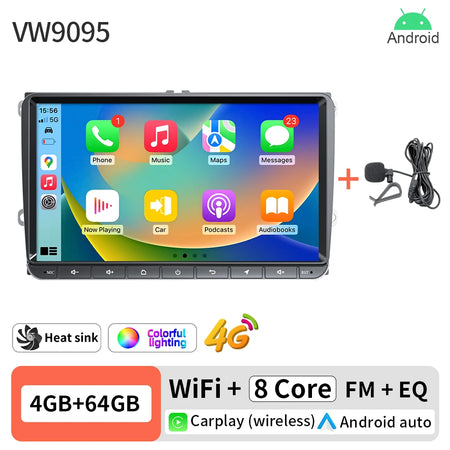 9 Inch Android 13 Car Radio VW Passat Polo Jetta - GPS 4 64G